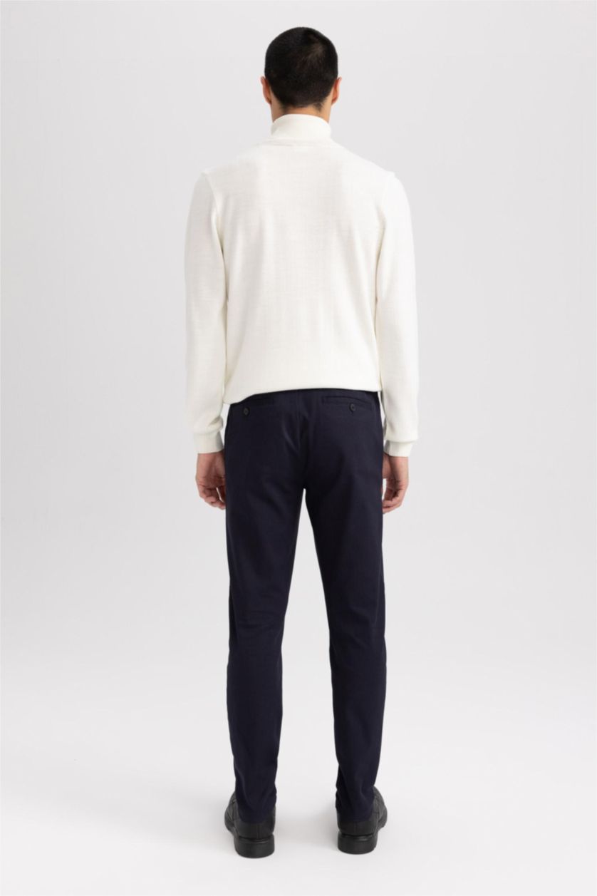 Erkek Lacivert Cropped Fıt Pantolon