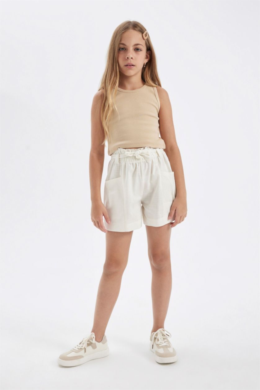 GIRLS & TEENS Ecru Girl Linen Shorts