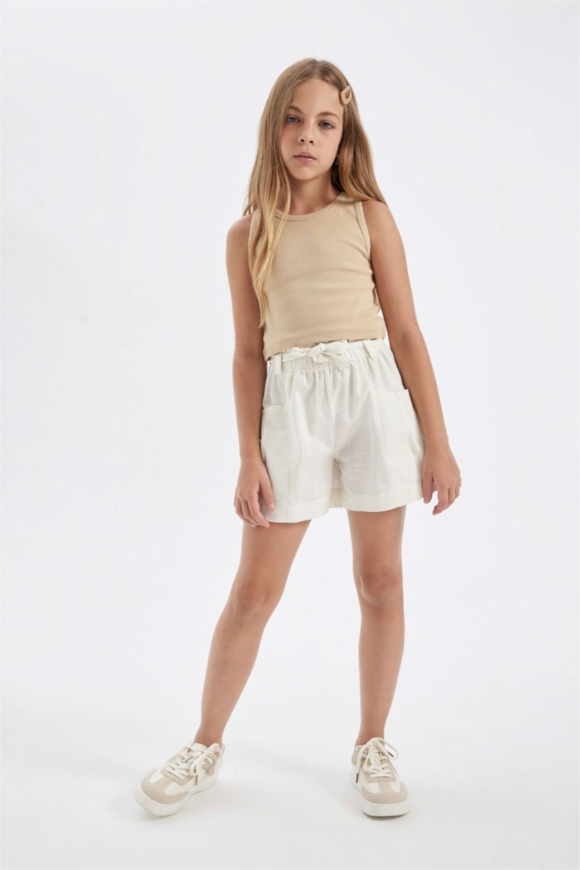 GIRLS & TEENS Ecru Girl Linen Shorts