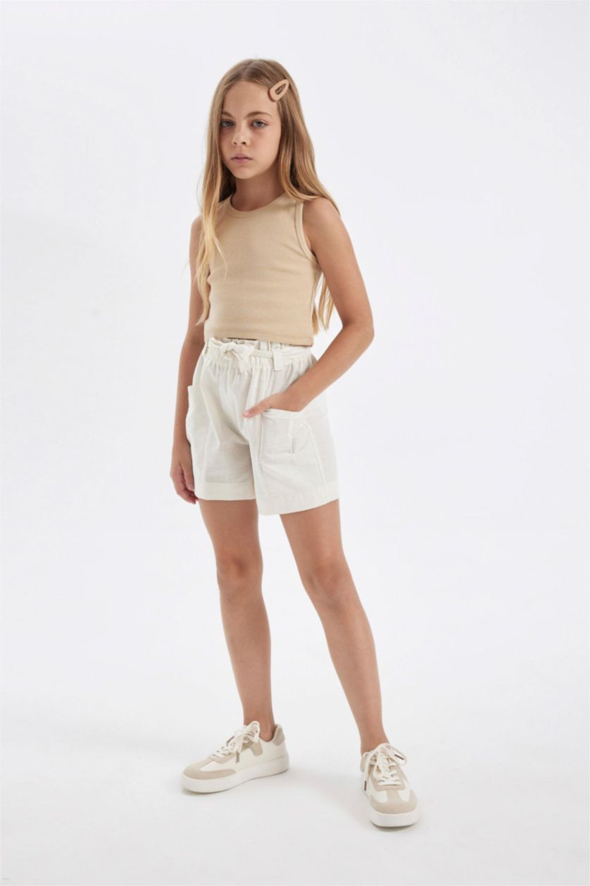 GIRLS & TEENS Ecru Girl Linen Shorts