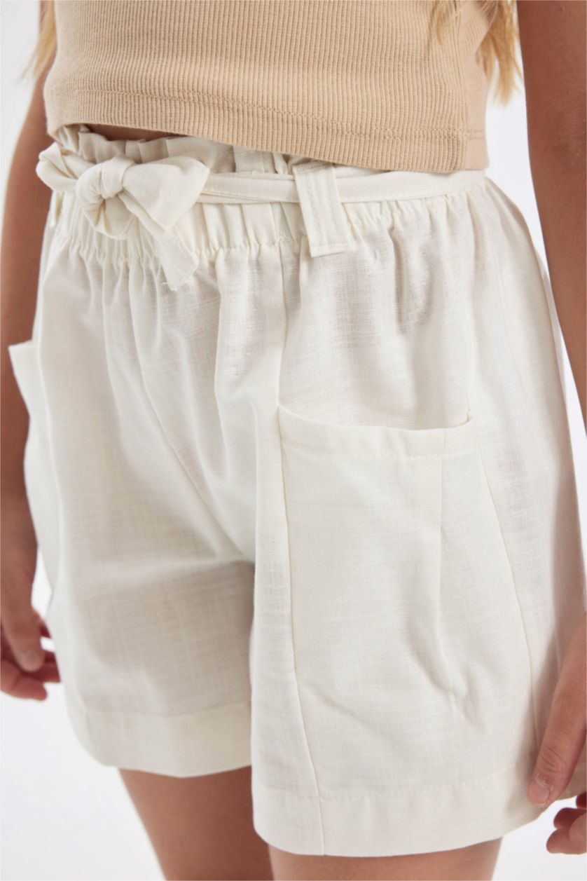 GIRLS & TEENS Ecru Girl Linen Shorts
