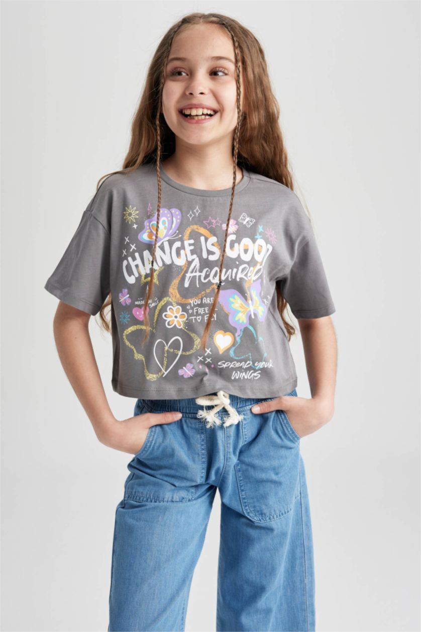 Девочки и подростки Серый Кроп топ для девочек