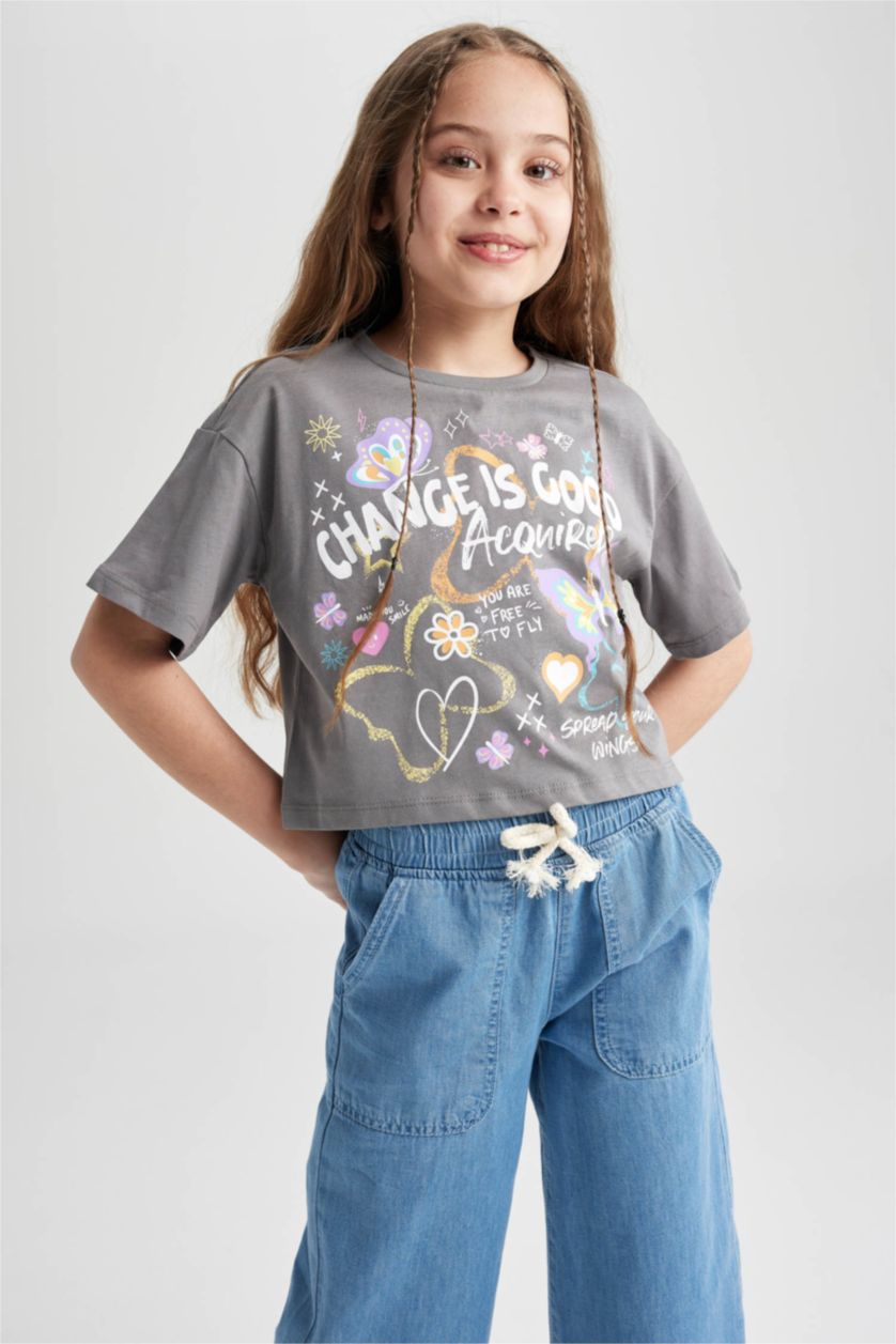 Девочки и подростки Серый Кроп топ для девочек