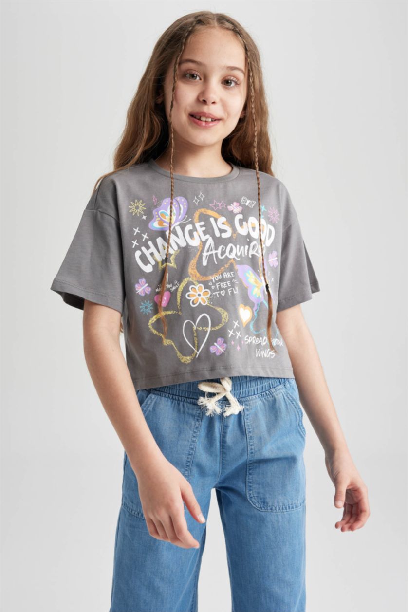 Девочки и подростки Серый Кроп топ для девочек