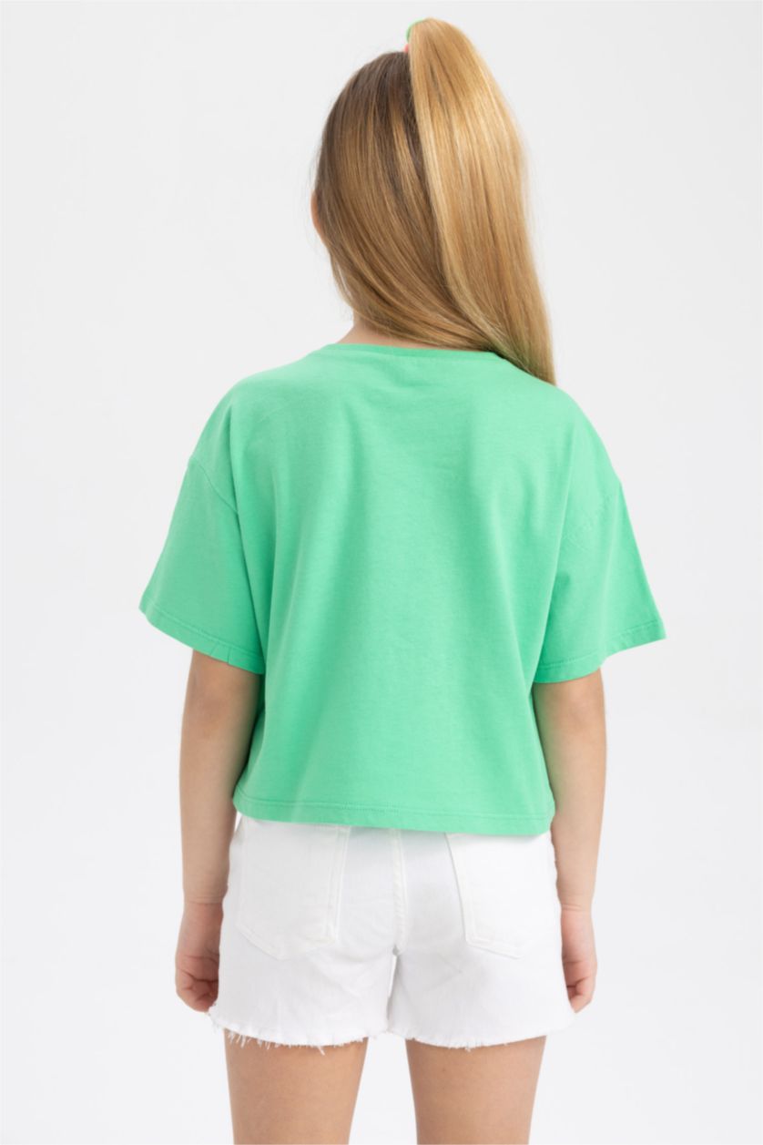FILLES Vert Crop Top Manches Courtes Fille
