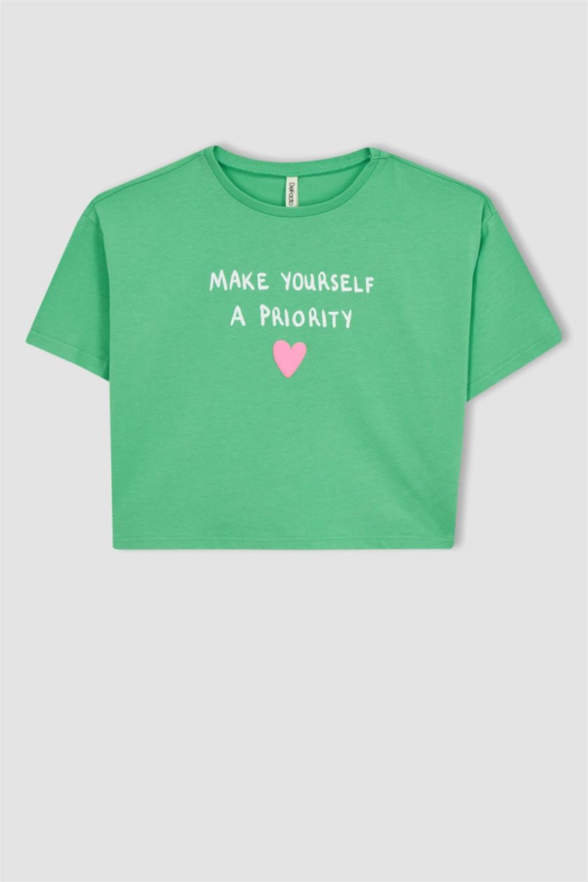 FILLES Vert Crop Top Manches Courtes Fille