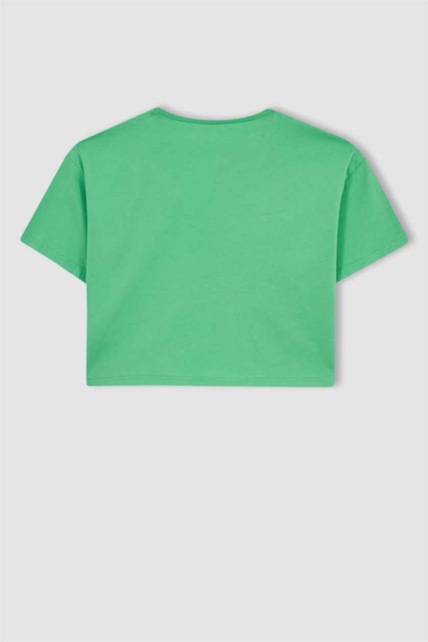 FILLES Vert Crop Top Manches Courtes Fille