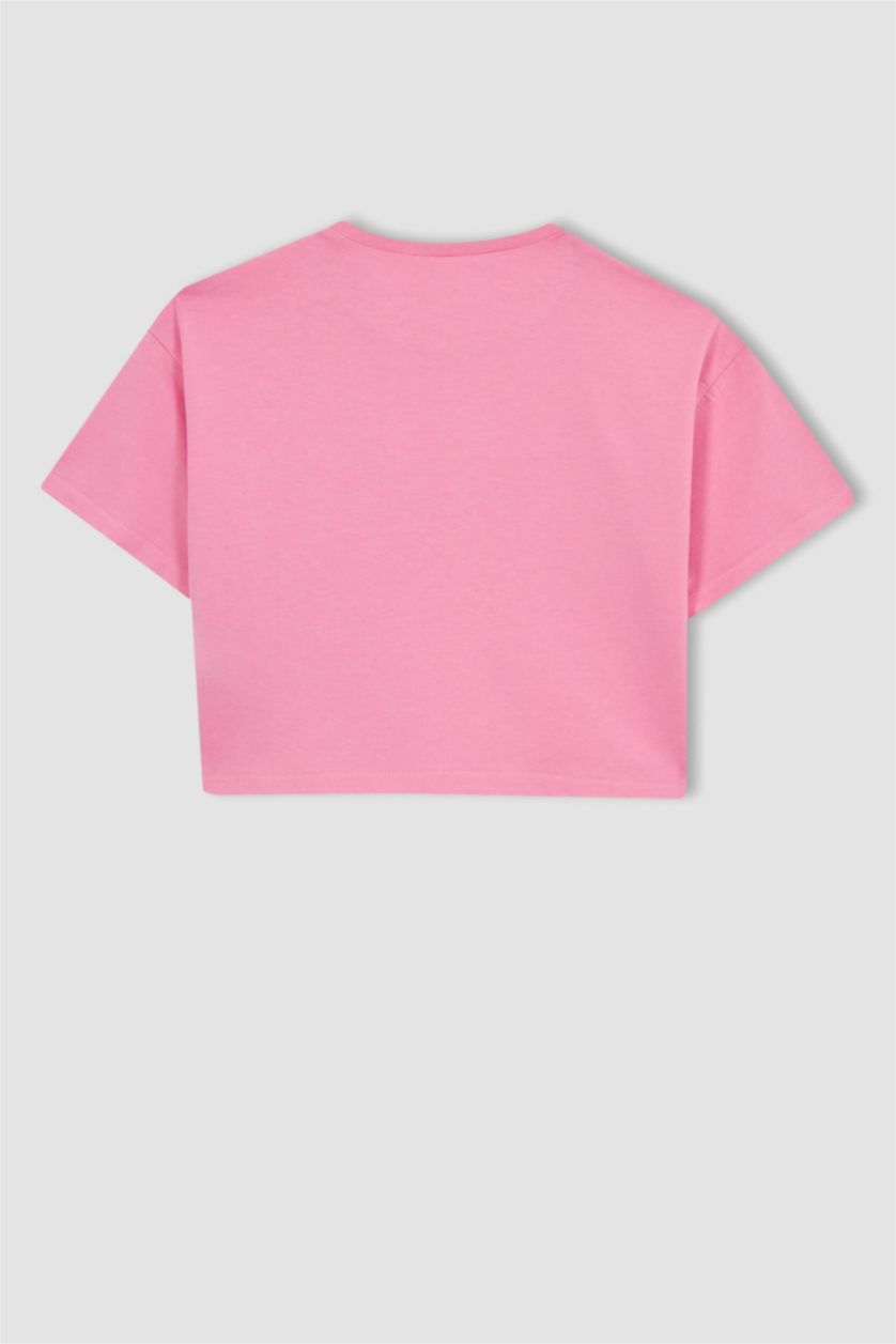 FILLES Rose Crop Top Manches Courtes Fille
