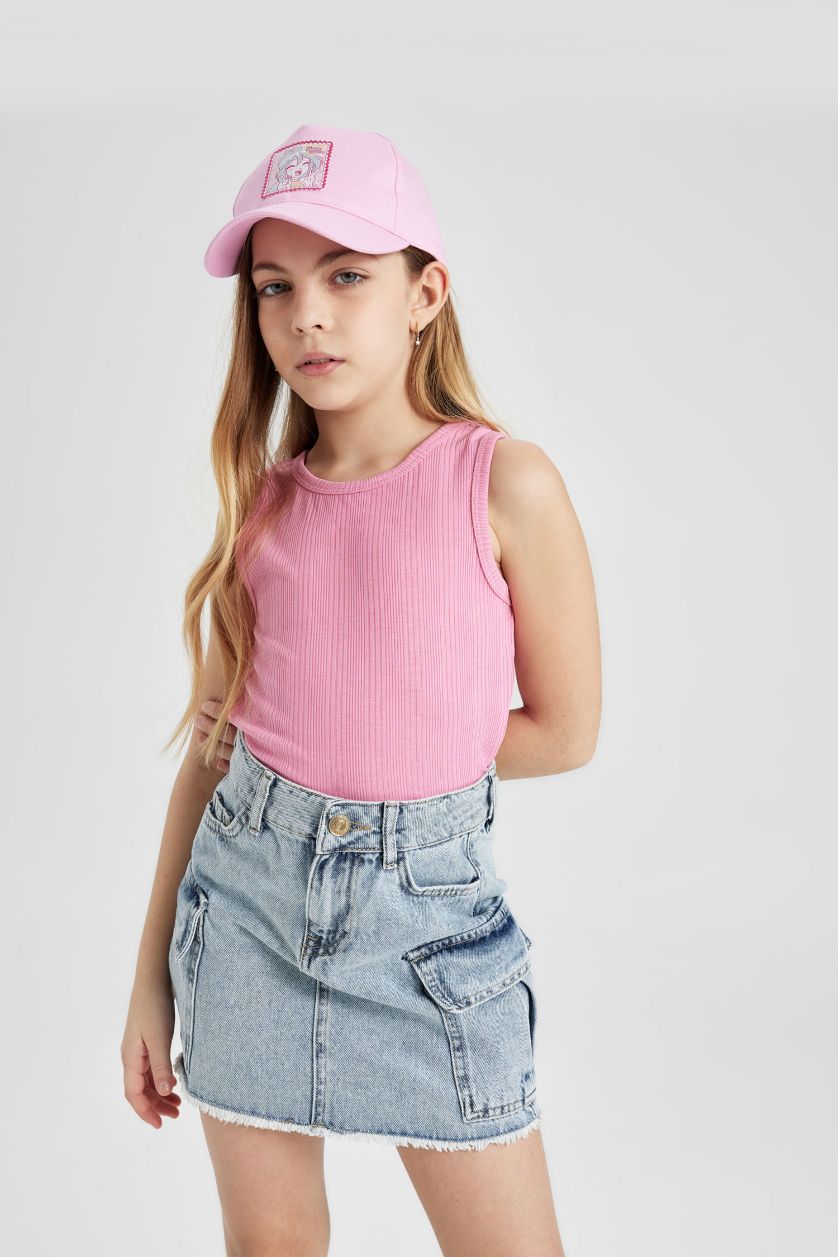 بنات زهري فانيلة بناتي سادة سليم فيت بدون ردن بياخة مستديرة