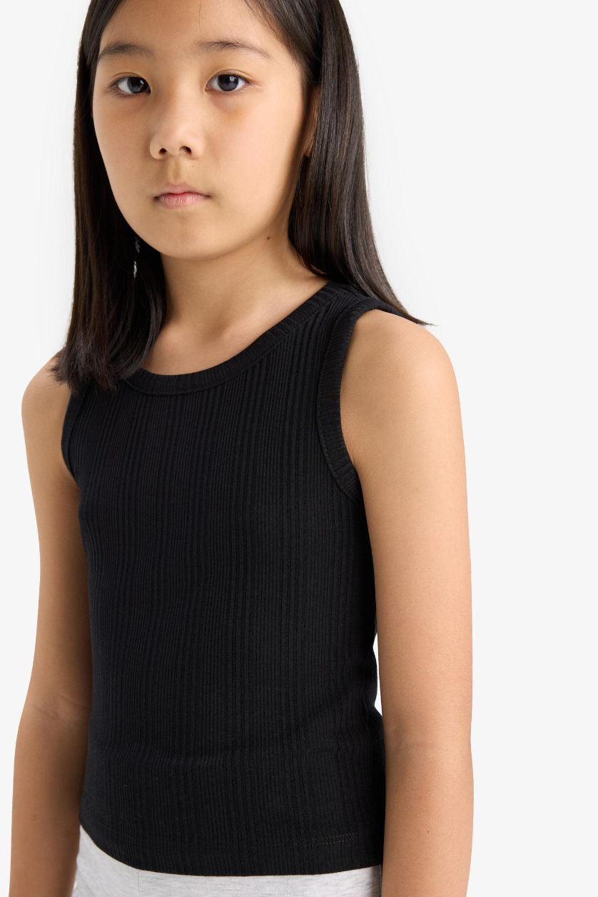 Girls & Teens Black Girl Crew Neck Basic Crop Top