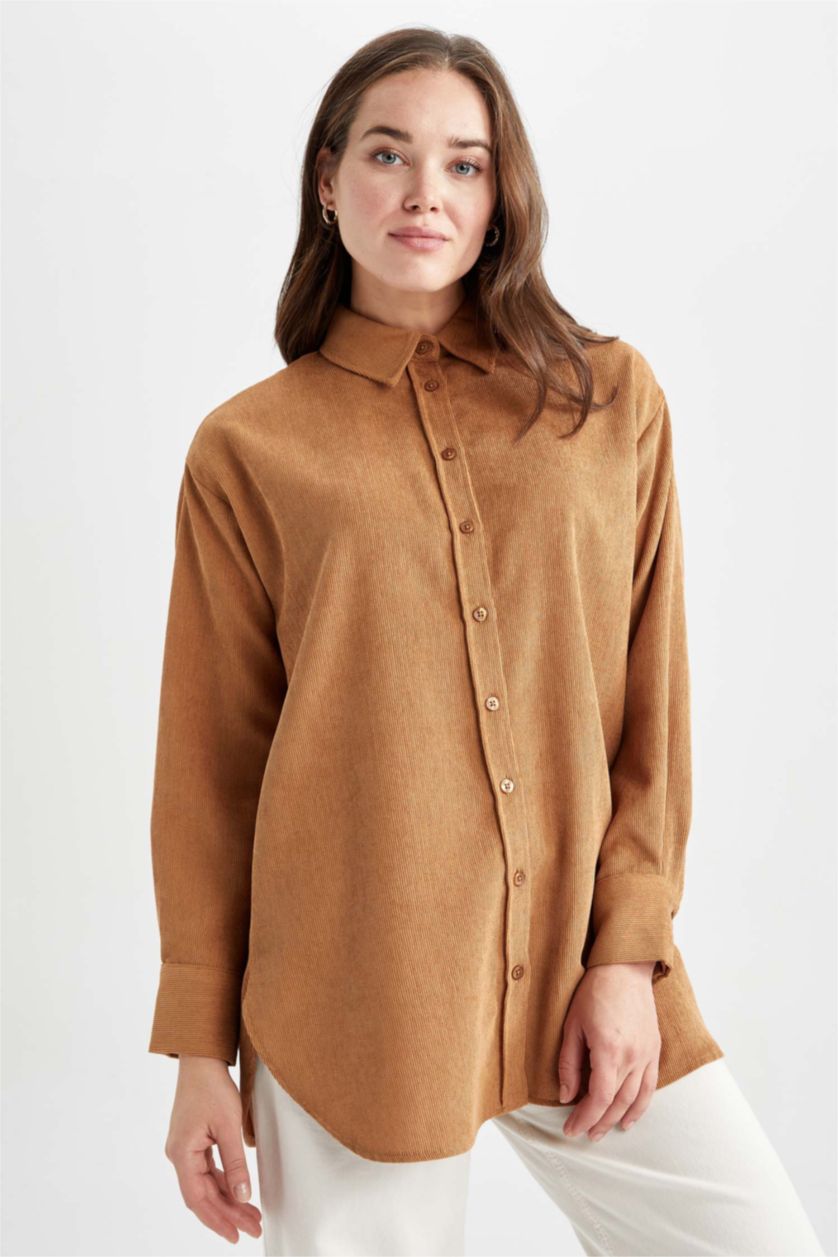 Женская Темный визон Туника свободного кроя базовая из вельвета