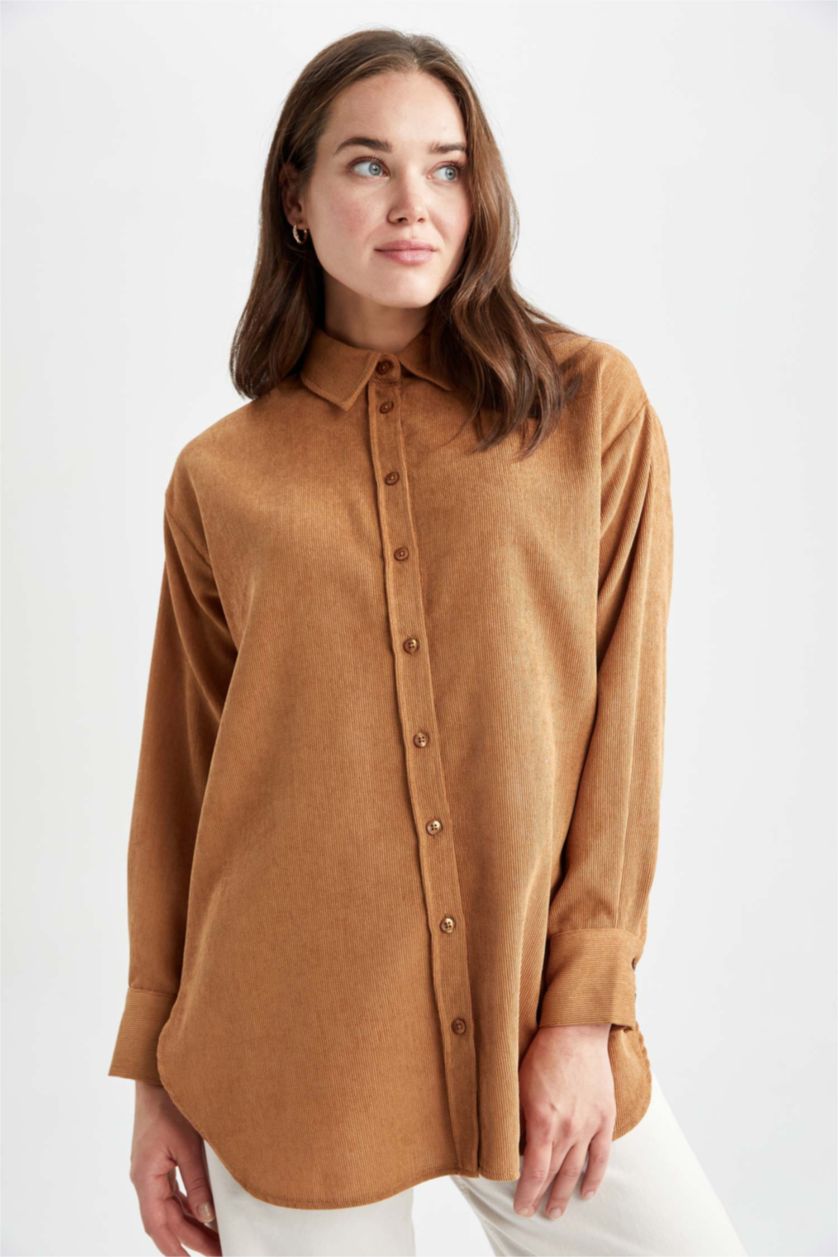 Женская Темный визон Туника свободного кроя базовая из вельвета