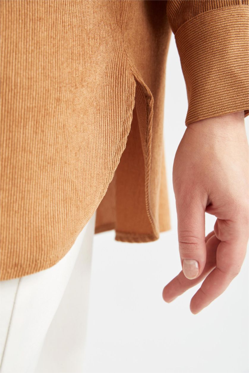 Женская Темный визон Туника свободного кроя базовая из вельвета