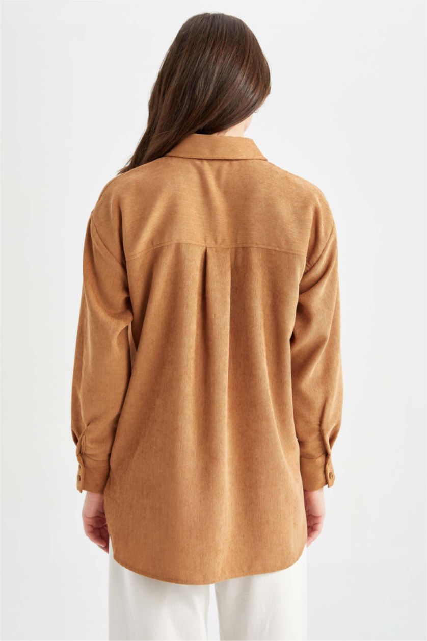 Женская Темный визон Туника свободного кроя базовая из вельвета