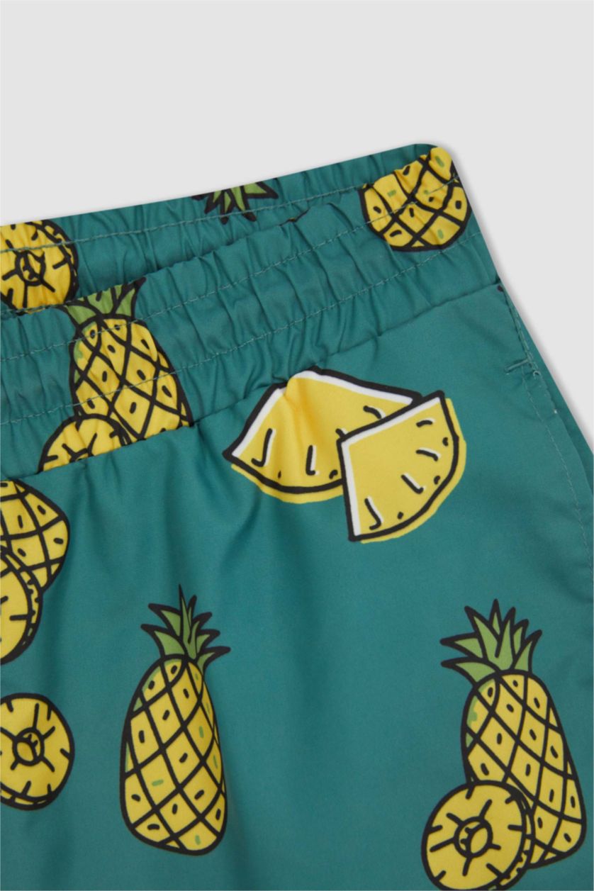 MAN Green Printed Short Length Swim Shorts