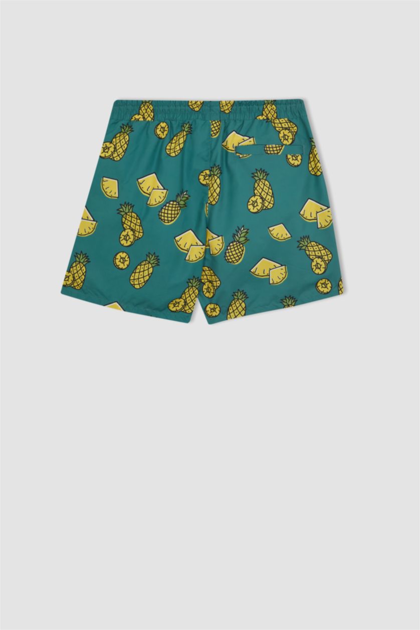 MAN Green Printed Short Length Swim Shorts