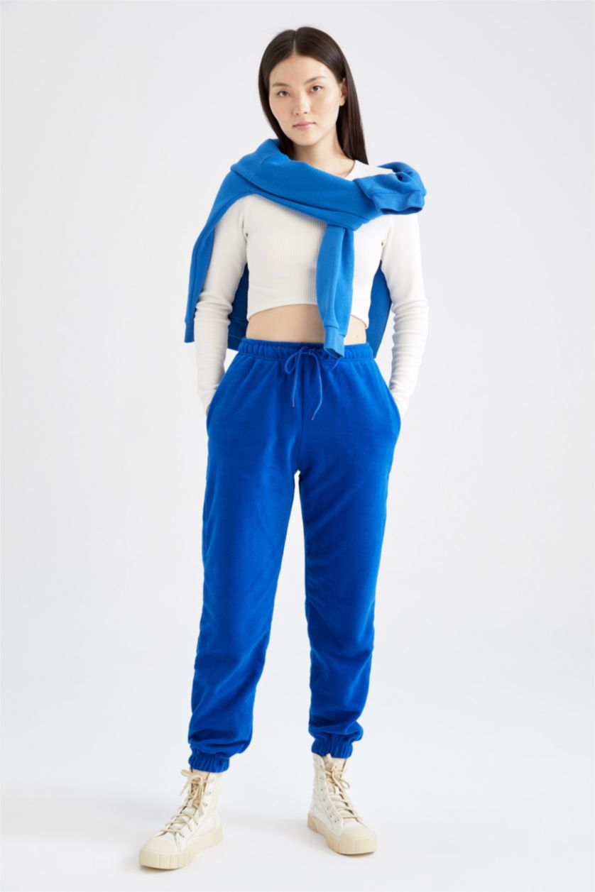 Kadın Saks Standart Fıt Polar Pantolon