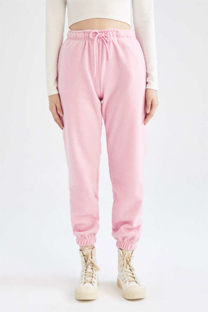 Kadın Pembe Standart Fıt Polar Pantolon