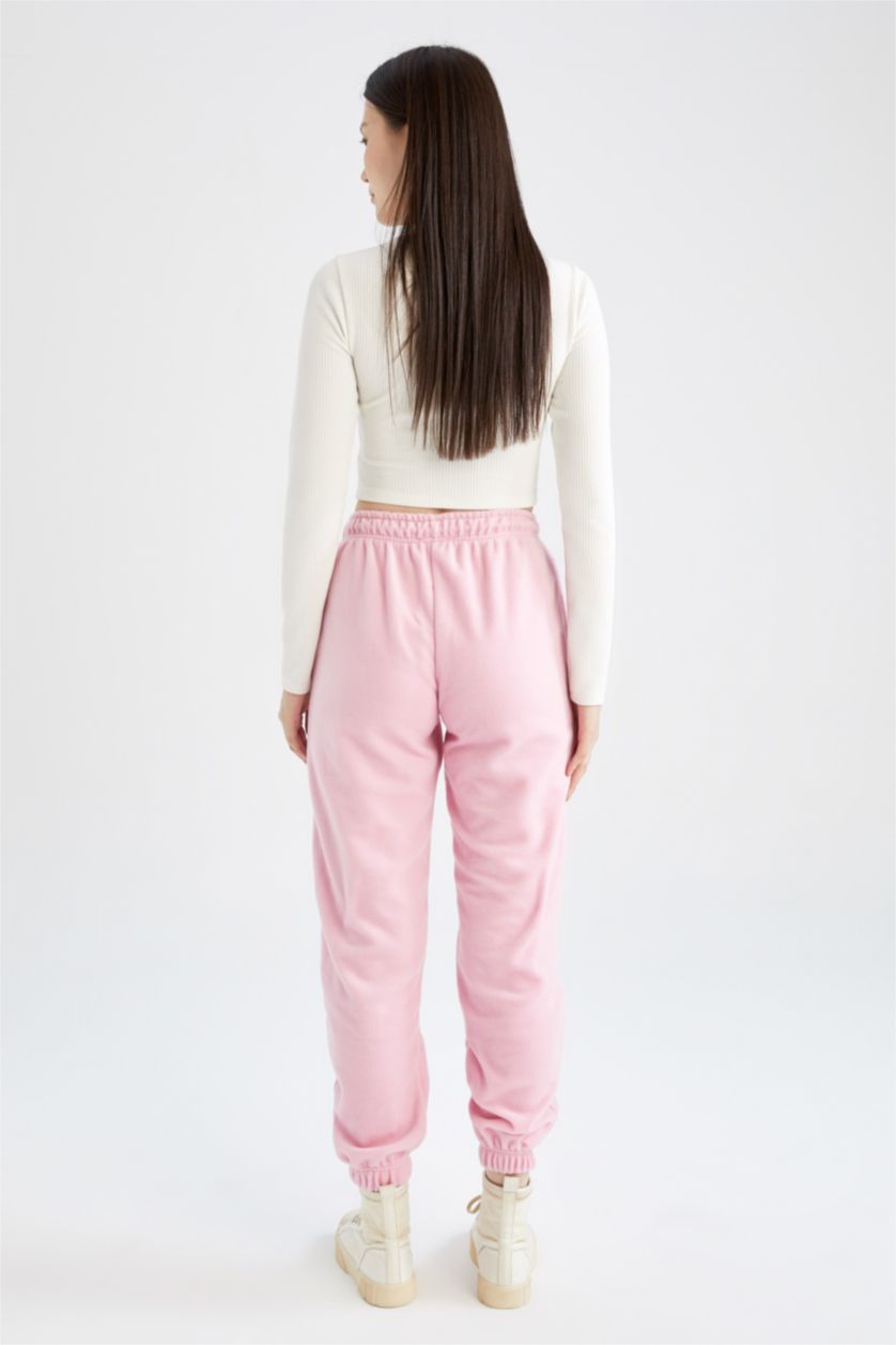 Kadın Pembe Standart Fıt Polar Pantolon