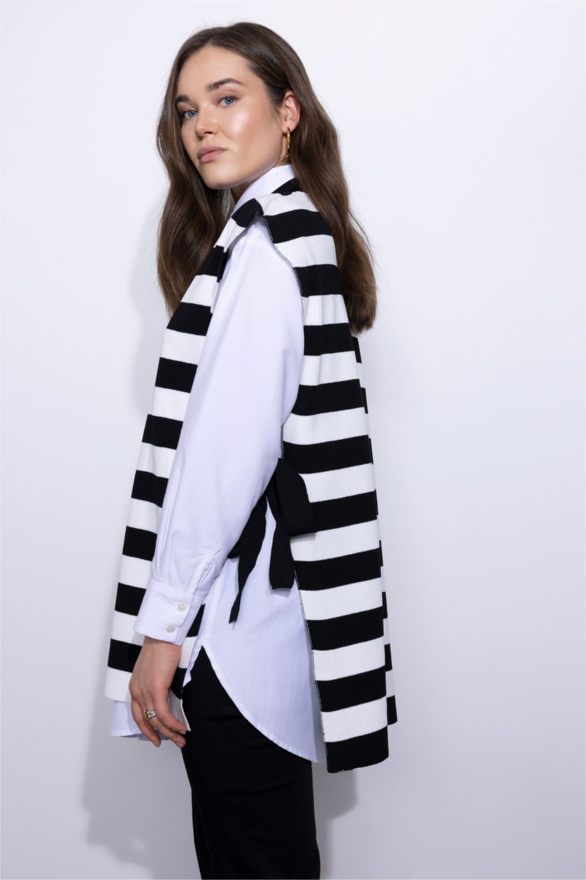 FEMME Noir Gilet Coupe Régulière Étape Col rond