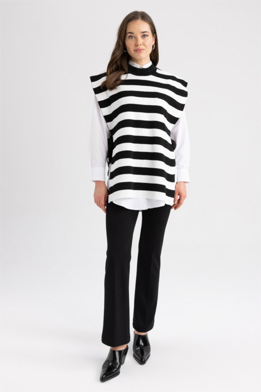 FEMME Noir Gilet Coupe Régulière Étape Col rond