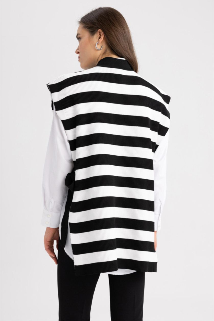 FEMME Noir Gilet Coupe Régulière Étape Col rond