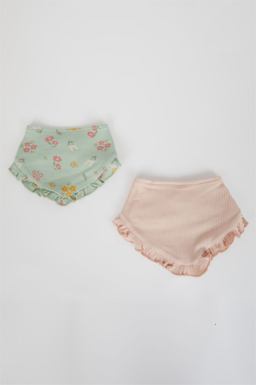 BÉBÉ FILLE Bleu Lot De 2 Bavoirs En Coton Biologique À Fleurs Pour Bébé Fille