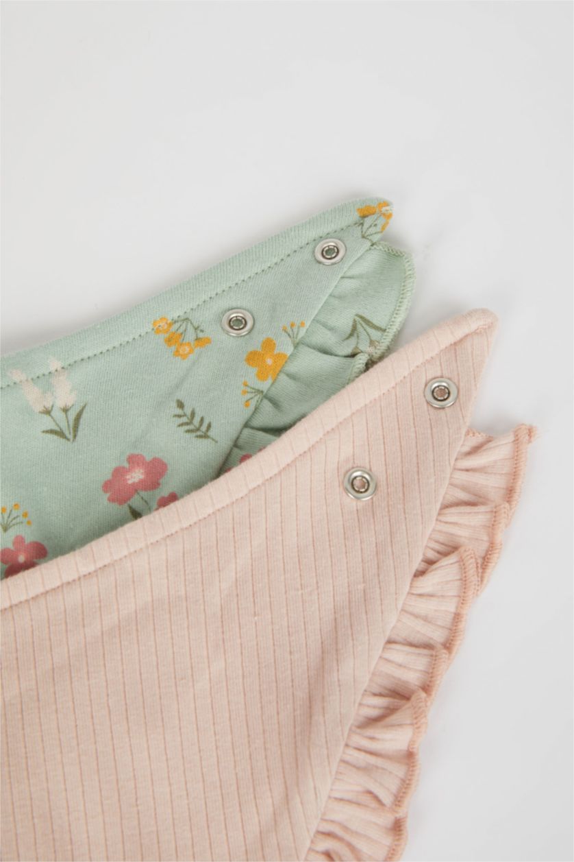 BÉBÉ FILLE Bleu Lot De 2 Bavoirs En Coton Biologique À Fleurs Pour Bébé Fille