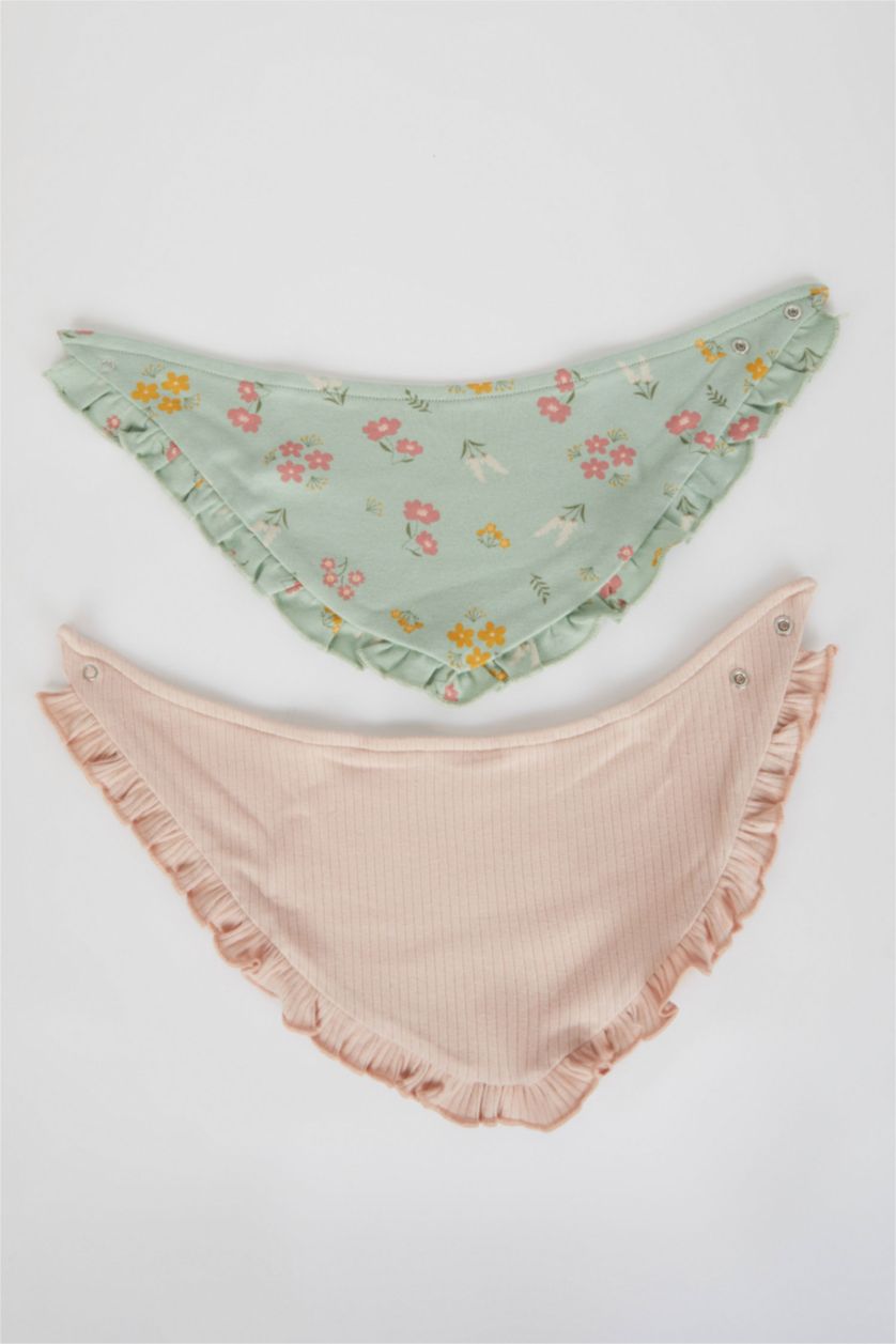 BÉBÉ FILLE Bleu Lot De 2 Bavoirs En Coton Biologique À Fleurs Pour Bébé Fille