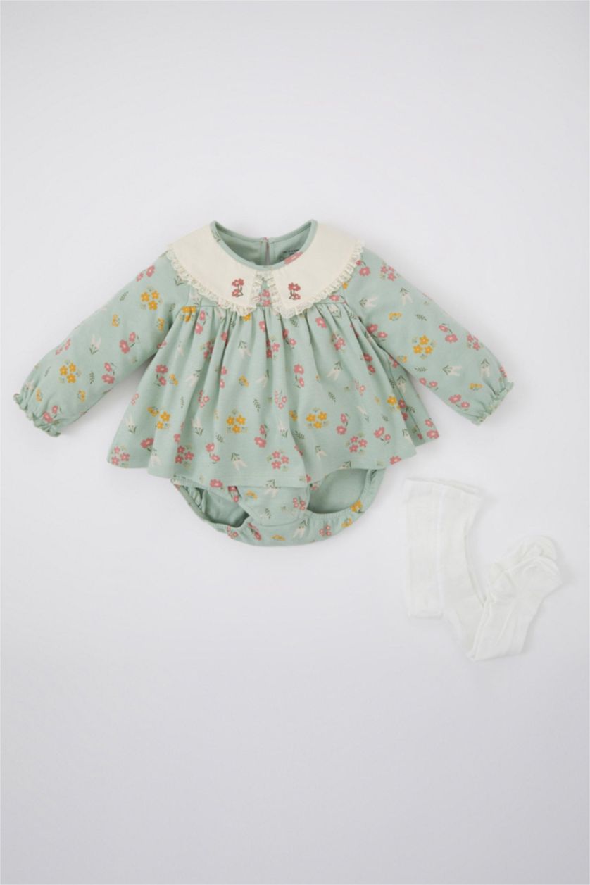 BABY GIRL Mint Baby Girl Floral Organic Cotton 2-pack Rompers