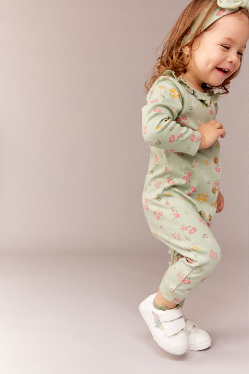 BABY GIRL Mint Baby Girl Newborn Floral Organic Cotton 2-pack Rompers