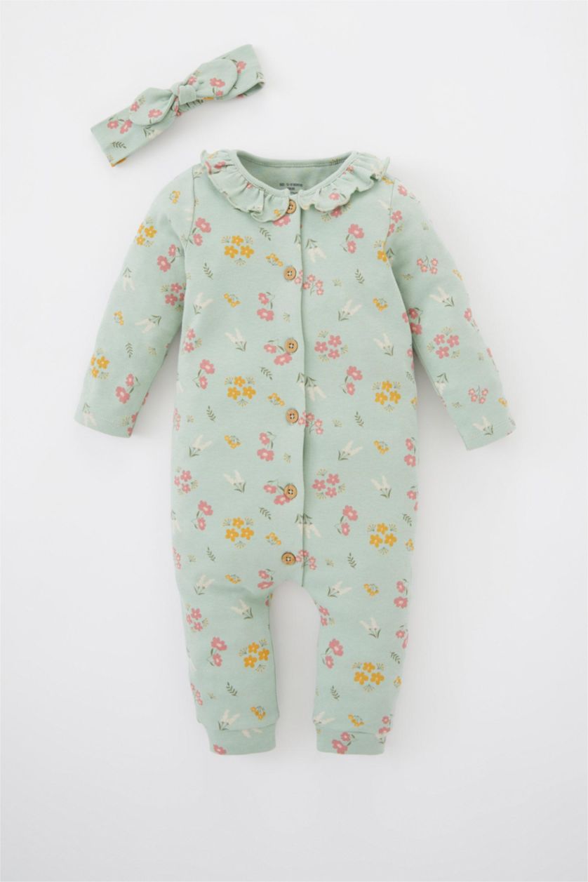 BABY GIRL Mint Baby Girl Newborn Floral Organic Cotton 2-pack Rompers