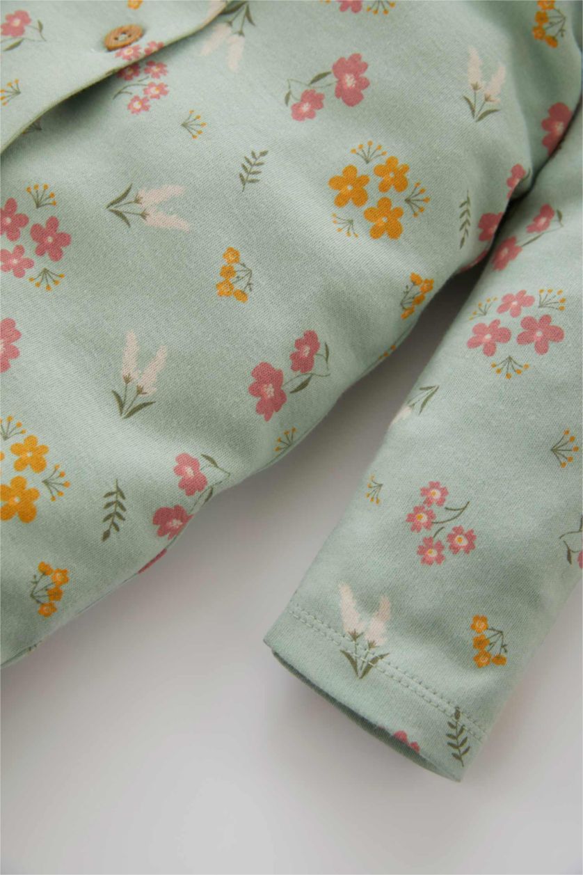 BABY GIRL Mint Baby Girl Newborn Floral Organic Cotton 2-pack Rompers