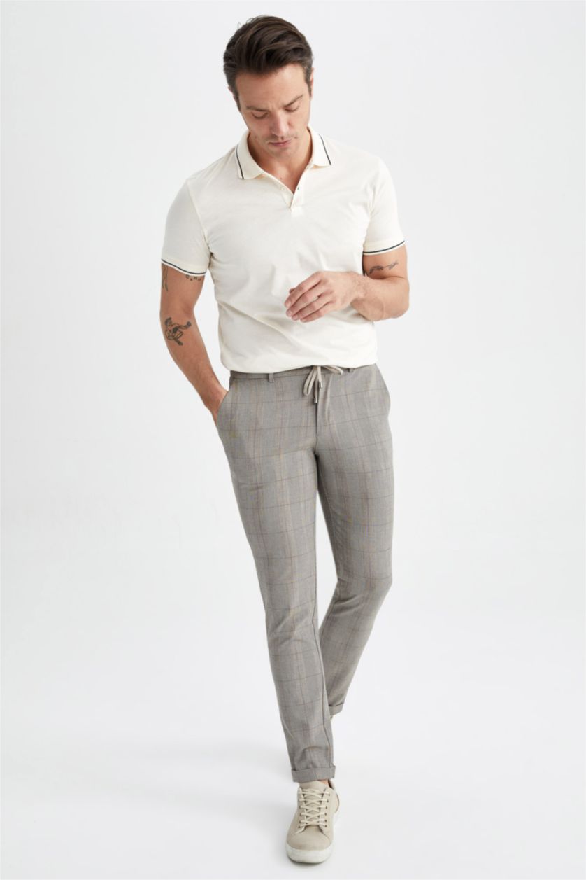 MAN Sand Square Patterned Jogger Trousers