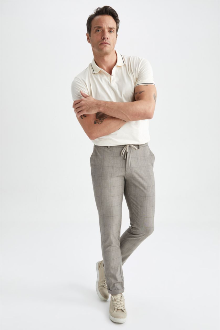 MAN Sand Square Patterned Jogger Trousers