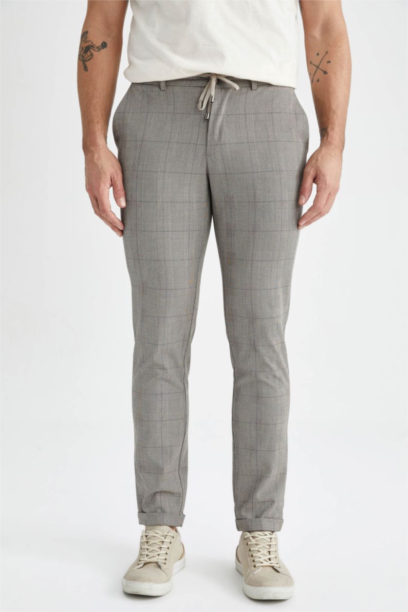 MAN Sand Square Patterned Jogger Trousers
