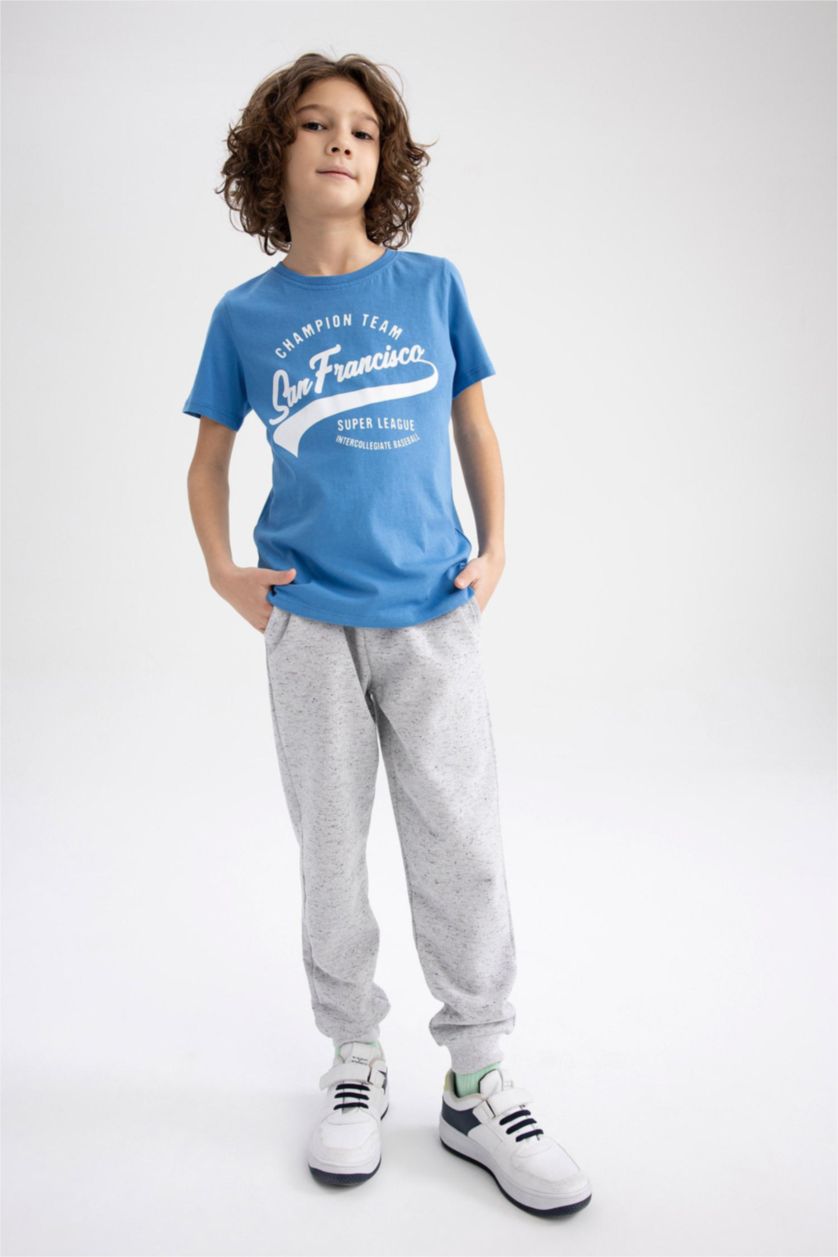 GARÇONS Bleu T-Shirt Imprimé à Manches Courtes Col Rond pour Garçon