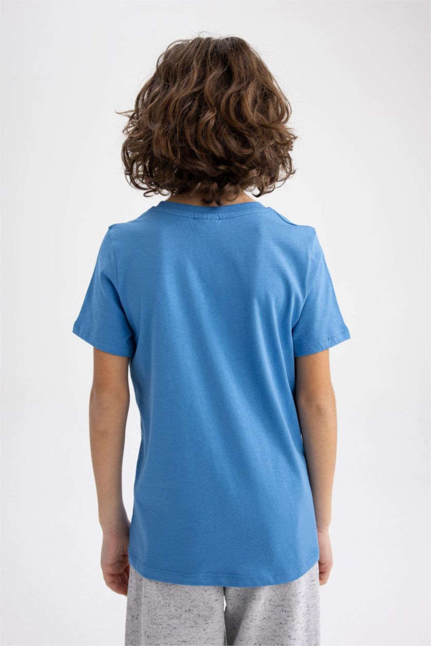 GARÇONS Bleu T-Shirt Imprimé à Manches Courtes Col Rond pour Garçon