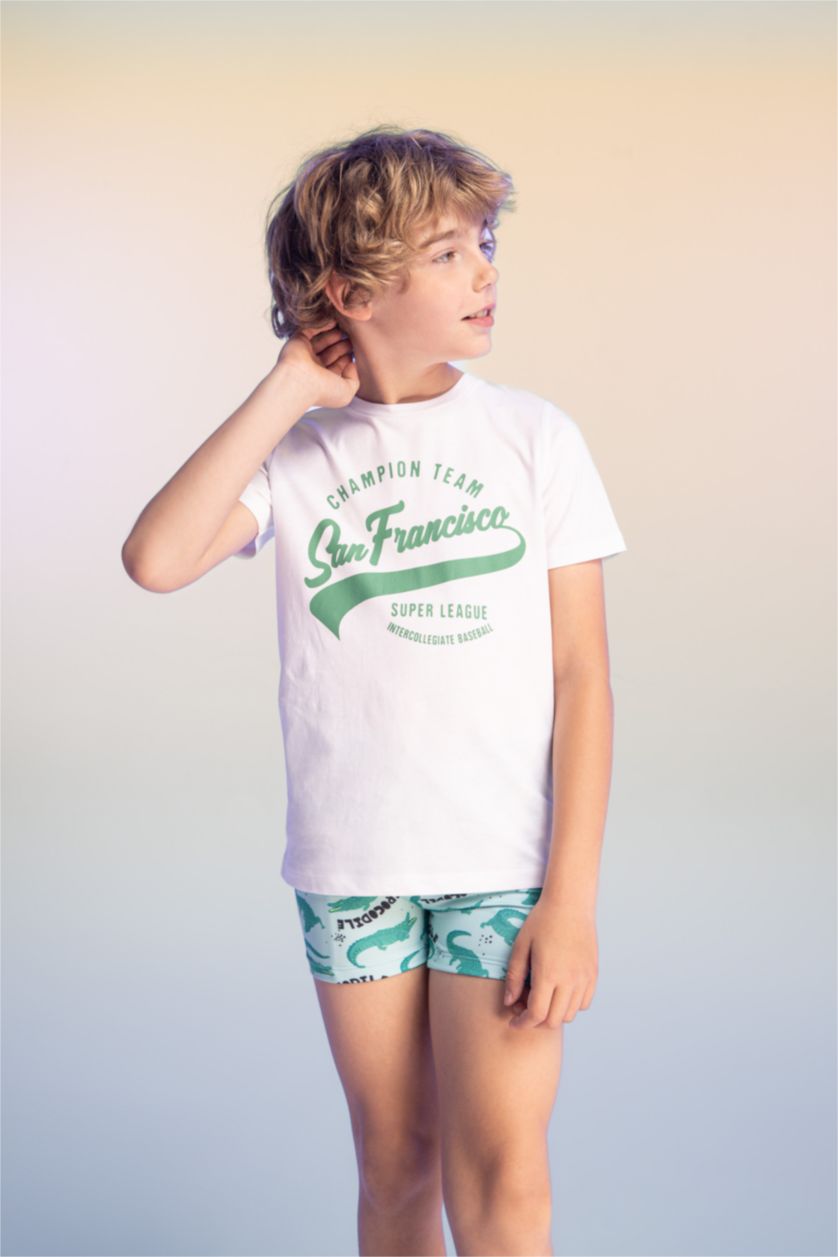 GARÇONS Blanc T-Shirt Imprimé à Manches Courtes Col Rond pour Garçon