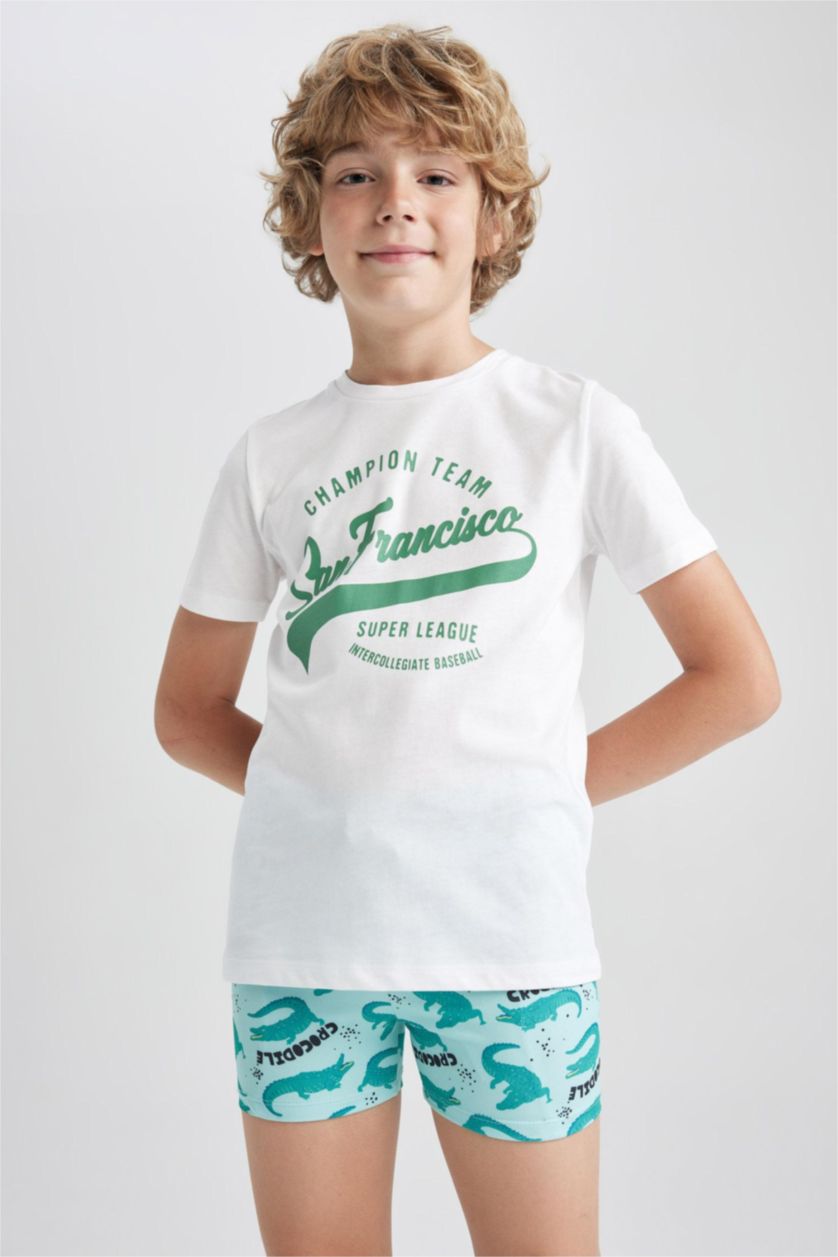 GARÇONS Blanc T-Shirt Imprimé à Manches Courtes Col Rond pour Garçon