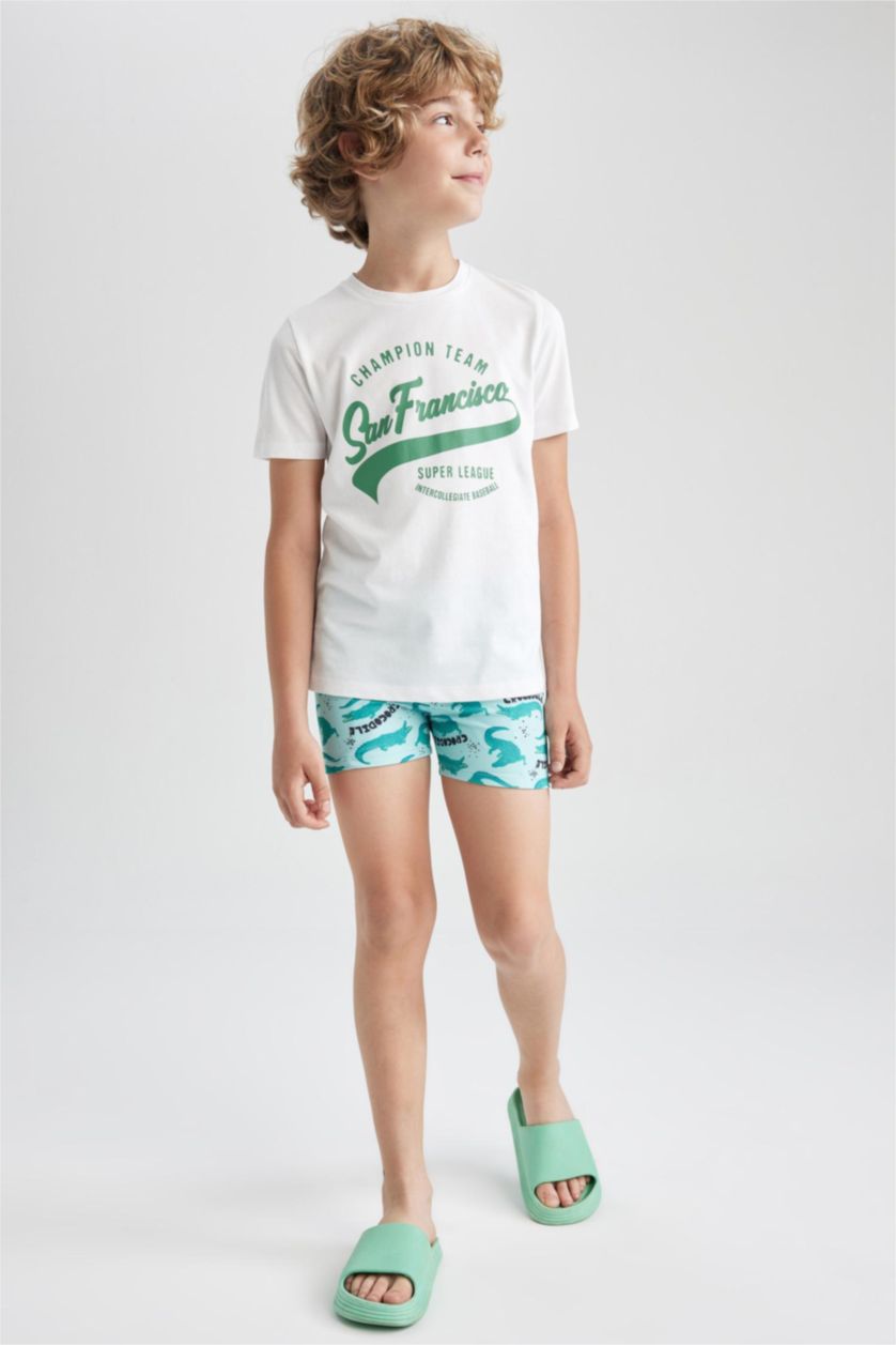 GARÇONS Blanc T-Shirt Imprimé à Manches Courtes Col Rond pour Garçon