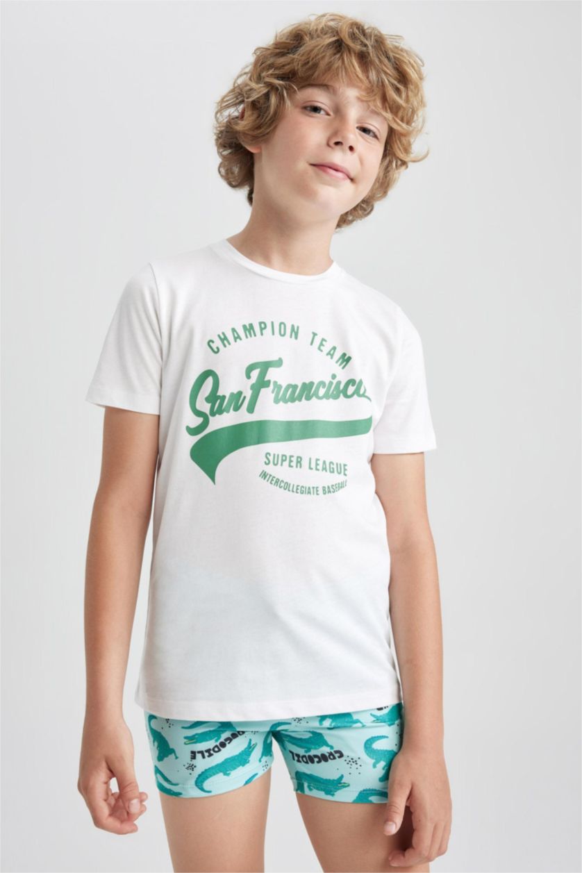 GARÇONS Blanc T-Shirt Imprimé à Manches Courtes Col Rond pour Garçon