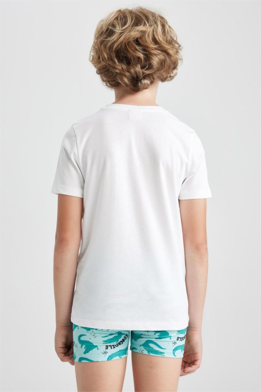 GARÇONS Blanc T-Shirt Imprimé à Manches Courtes Col Rond pour Garçon