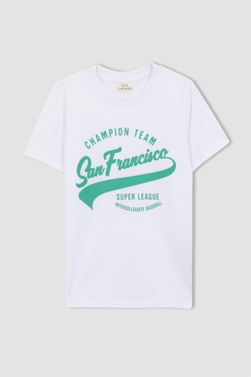 GARÇONS Blanc T-Shirt Imprimé à Manches Courtes Col Rond pour Garçon