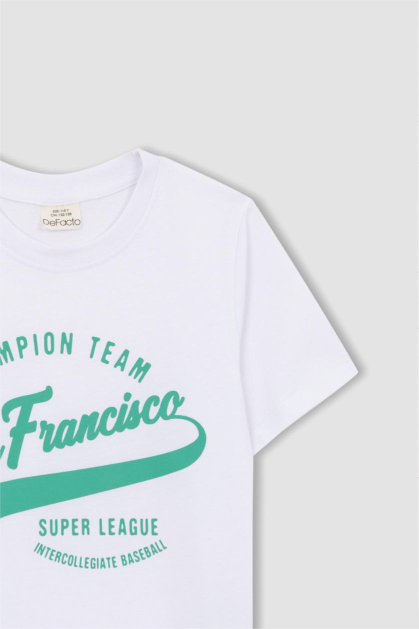 GARÇONS Blanc T-Shirt Imprimé à Manches Courtes Col Rond pour Garçon