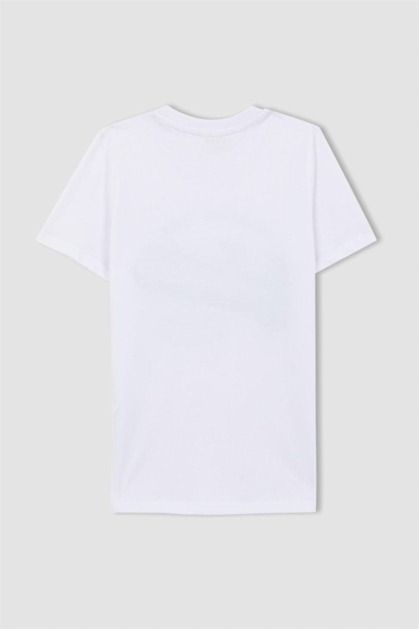 GARÇONS Blanc T-Shirt Imprimé à Manches Courtes Col Rond pour Garçon