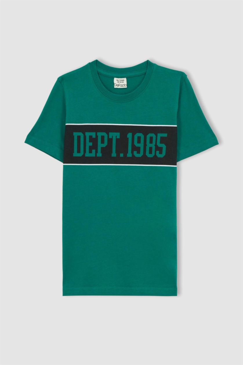 أولاد أخضر تيشيرت مطبوع قصة عادية برقبة مستديرة