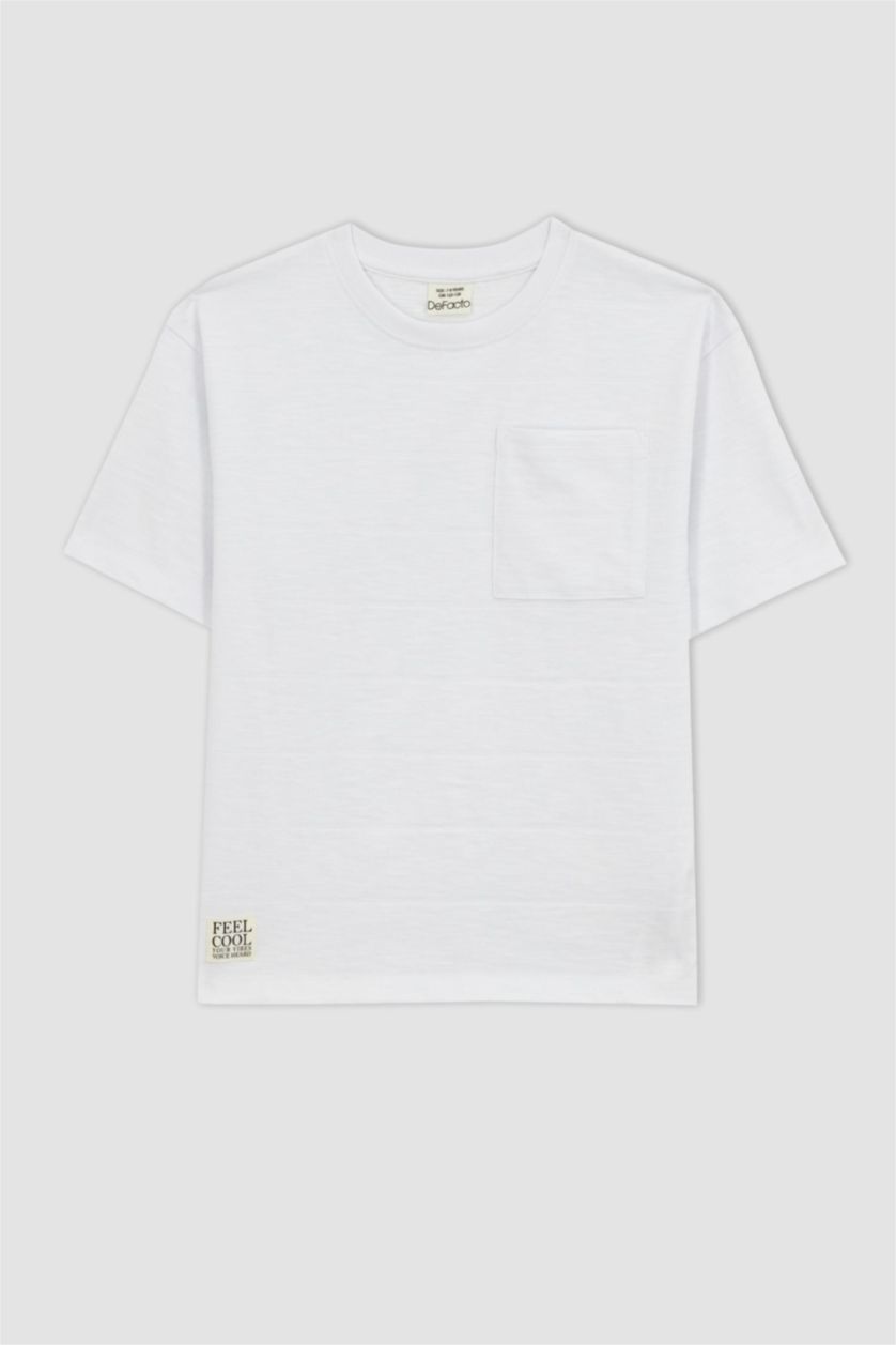 أولاد أبيض تي شيرت ولادي اوفر سايز  بياقة مستديرة