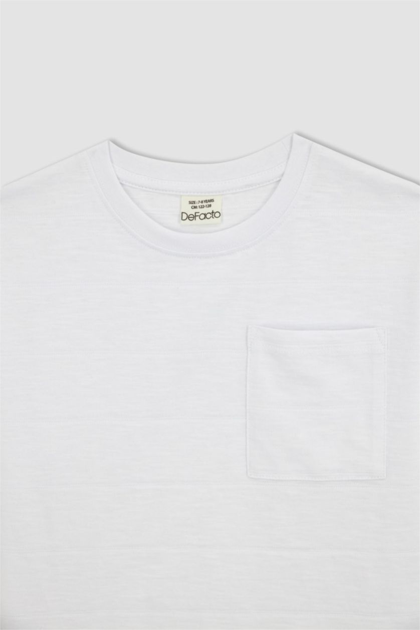 أولاد أبيض تي شيرت ولادي اوفر سايز  بياقة مستديرة