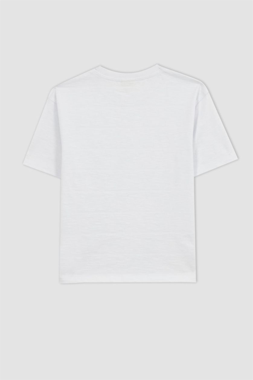 أولاد أبيض تي شيرت ولادي اوفر سايز  بياقة مستديرة